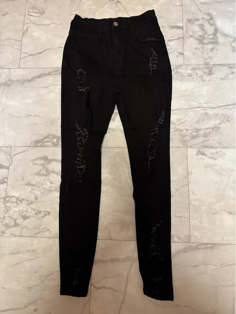 Black Distressed Skinny Jeans